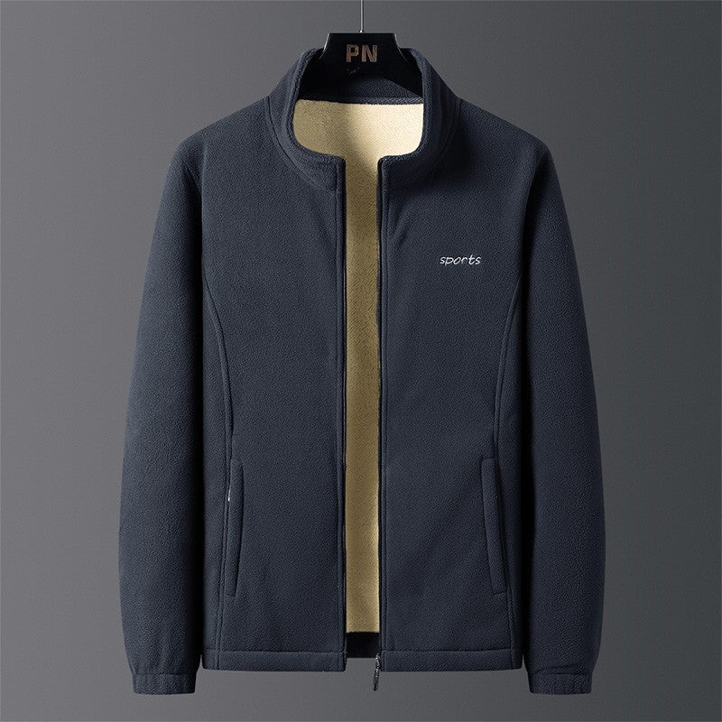 Jaqueta Masculina de Algodão Gola Alta, Espessa, Lã de Cordeiro, Confortável, Quente, Respirável, Corta-Vento, para Pesca de Lazer no Inverno