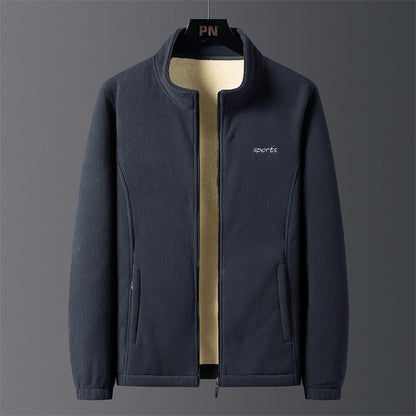 Jaqueta Masculina de Algodão Gola Alta, Espessa, Lã de Cordeiro, Confortável, Quente, Respirável, Corta-Vento, para Pesca de Lazer no Inverno