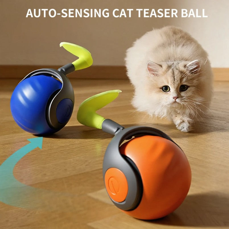 Bola de Brinquedo Inteligente para Gatos com Pena - Bola Elétrica Automática para Gatos com Movimento Ativo para Animais de Estimação