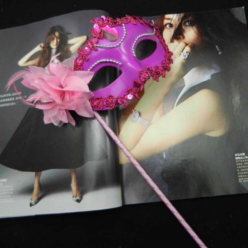 Venetian Party Handheld Masquerade Masks Stick Side Flower Festival Costume Party Half Face Mask Carnival Party