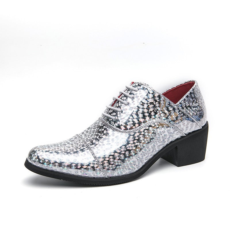 New pointed high-heeled shoes for men to increase business dress office men's shoes groom wedding wedding shoes