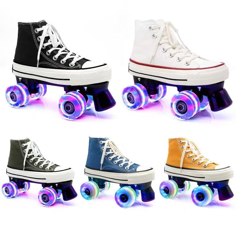 Adult and Children's Double-row Roller Skates Shoes , Breathable and Wear-resistant, Ice Rink , Four-wheel Skating Sneakers