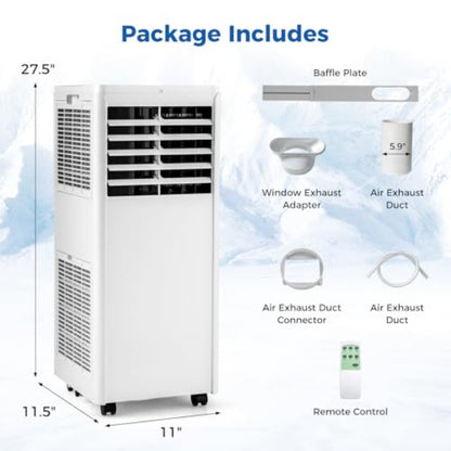 Ar Condicionado Portátil 8000 BTUs para Casa e Escritório com Ventilador Refrigeração Desumidificador Modo Dormir Refrigera até 23 m²