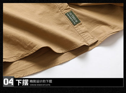 Casual Green Cargo Military Shirt Men'S Long Sleeve 2024 Spring Autumn Fashion Blouse