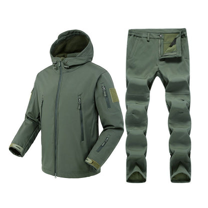 Conjunto de Pesca de Inverno para Externa Roupa de Caminhada Respirável Jaqueta Softshell IX7 de Pele de Tubarão Conjunto Forrado de Lã Quente Corta-vento