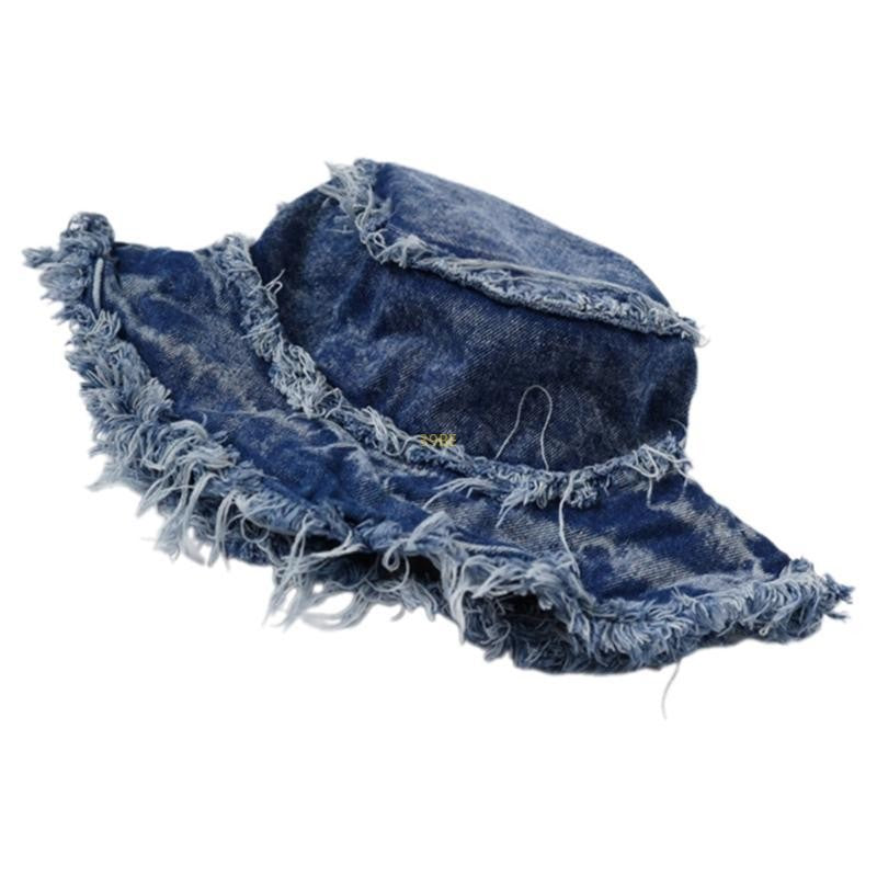 Chapéu Bucket Desfiado para Adulto, de Férias, Primavera, Proteção Solar, Chapéu de Pescador Desgastado