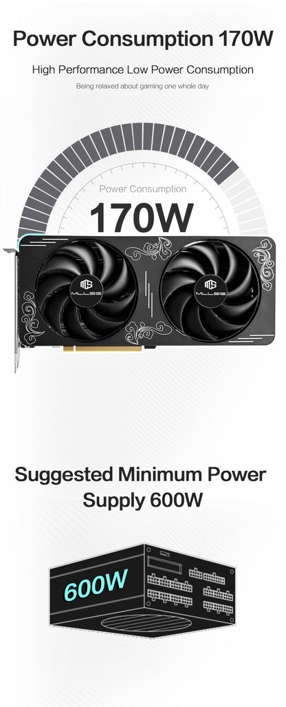 MLLSE AMD RX7650 GRE 8GB Placa de Vídeo para Jogos GDDR6 128Bit PCI-E 4.0×8 8Pin Radeon GPU Rx 7650 Placa De Vídeo para Jogos