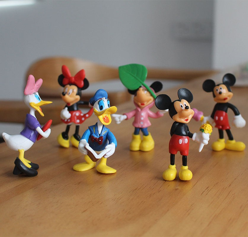 Disney Mickey e Minnie Mouse Bonecos de Ação Brinquedo de Boneca Desenho Animado Mickey Minnie Goofy Cachorro PVC Decoração de Bolo Presente de Natal Infantil