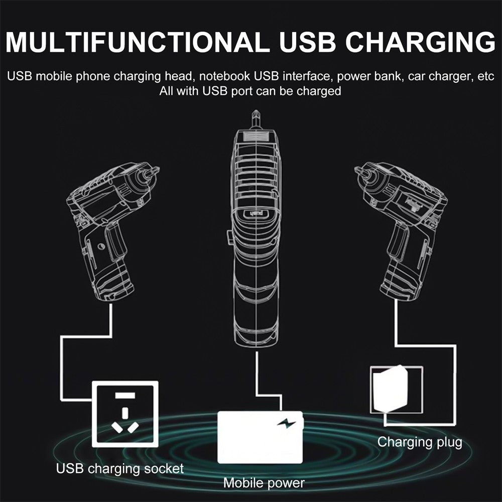 Furadeira Elétrica Sem Fio 4,2V Kit de Ferramentas Elétricas 74 Peças Chave de Fenda Elétrica Recarregável USB Ferramenta de Manutenção Doméstica