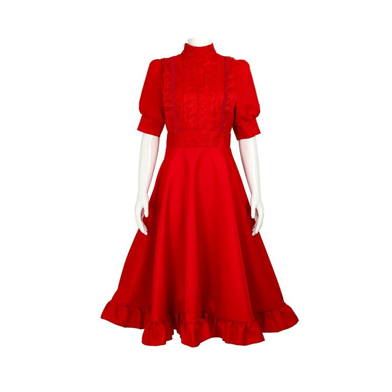 Movies Pearl Cosplay Costume Medieval Terror Red Dress for Women Girls Disguise Outfits Halloween Carnival Party Clothes