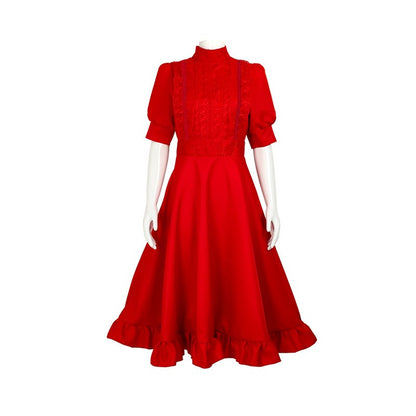 Movies Pearl Cosplay Costume Medieval Terror Red Dress for Women Girls Disguise Outfits Halloween Carnival Party Clothes