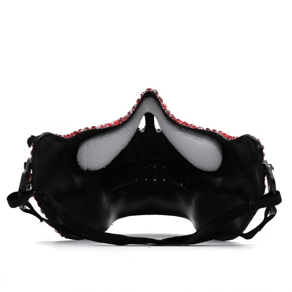 Gothic Handcrafted Half-Face Masquerade Mask Sparkling Punk Rock Style Rhinestone Mask Horror Style Full Diamond Mask Unisex