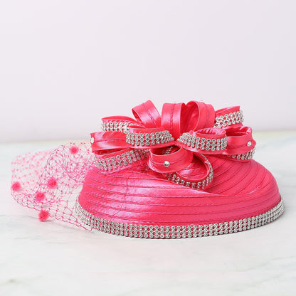 FS Red Wedding Fascinators Pillbox Hats para Mulheres com Véu de Flores Chapéu para Igreja Kentucky Derby Boné Cocktail Tea Party Chapéu de Cabeça