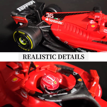 Bburago Ferrari SF23 Modelo de Carro F1 com Vitrine, Minha de Colecionador em Escala 1:43 de Carro de Corrida de Fórmula 1, Brinquedo de Figura Decorativa