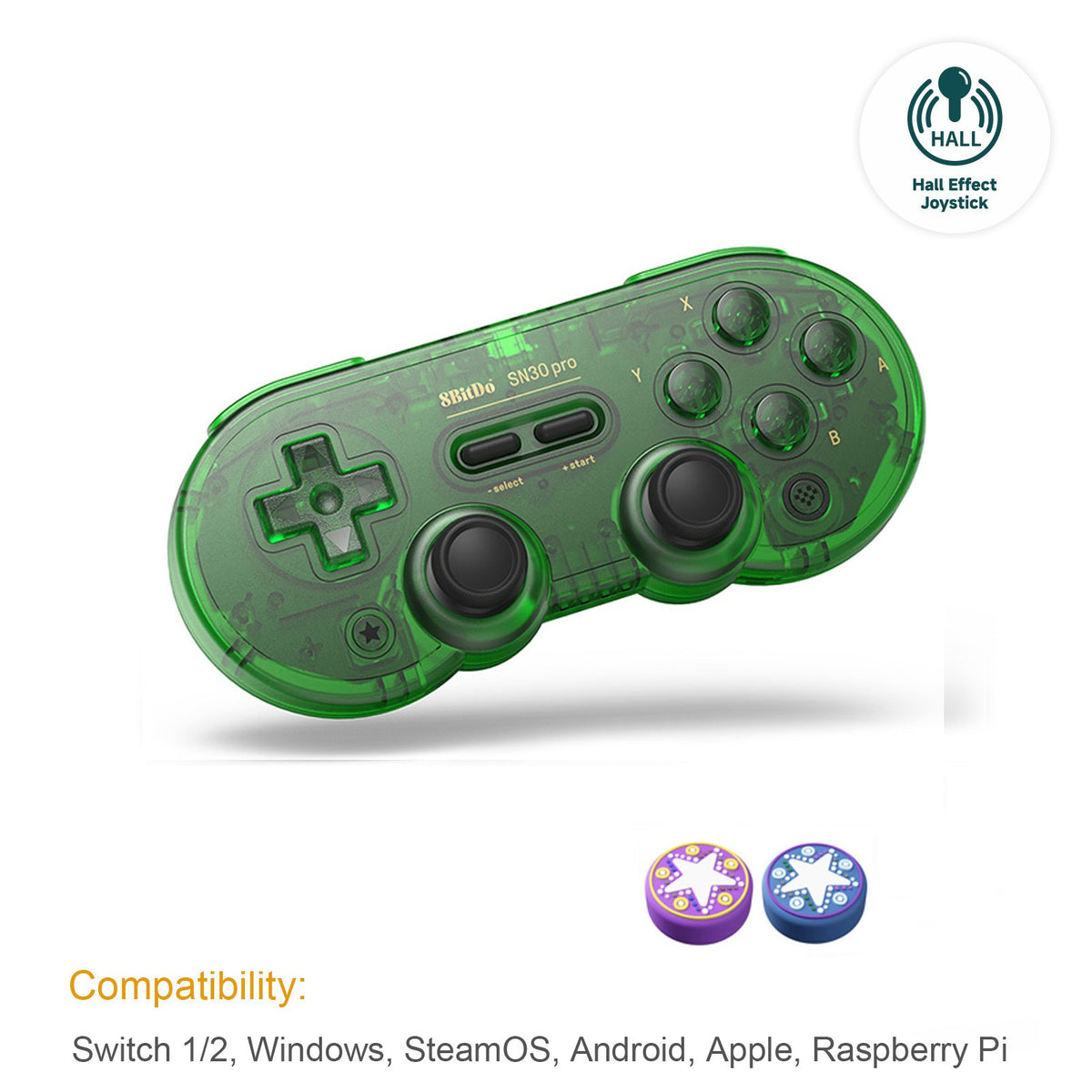 8Bitdo SN30 Pro Bluetooth Wireless Gaming Controller with Hall Effect for Switch 2 MacOS Android Raspberry Pi Windows Steam Deck