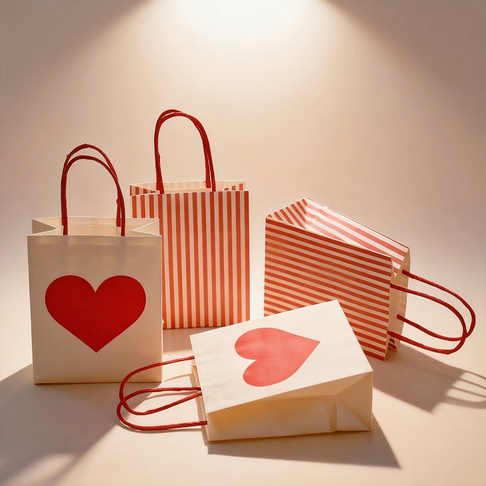 10Pcs Party Gift Bags Heart Candy Goodie Favor Kraft Paper Bags with Handles Gift Wrap for Birthday Wedding Anniversary Dating