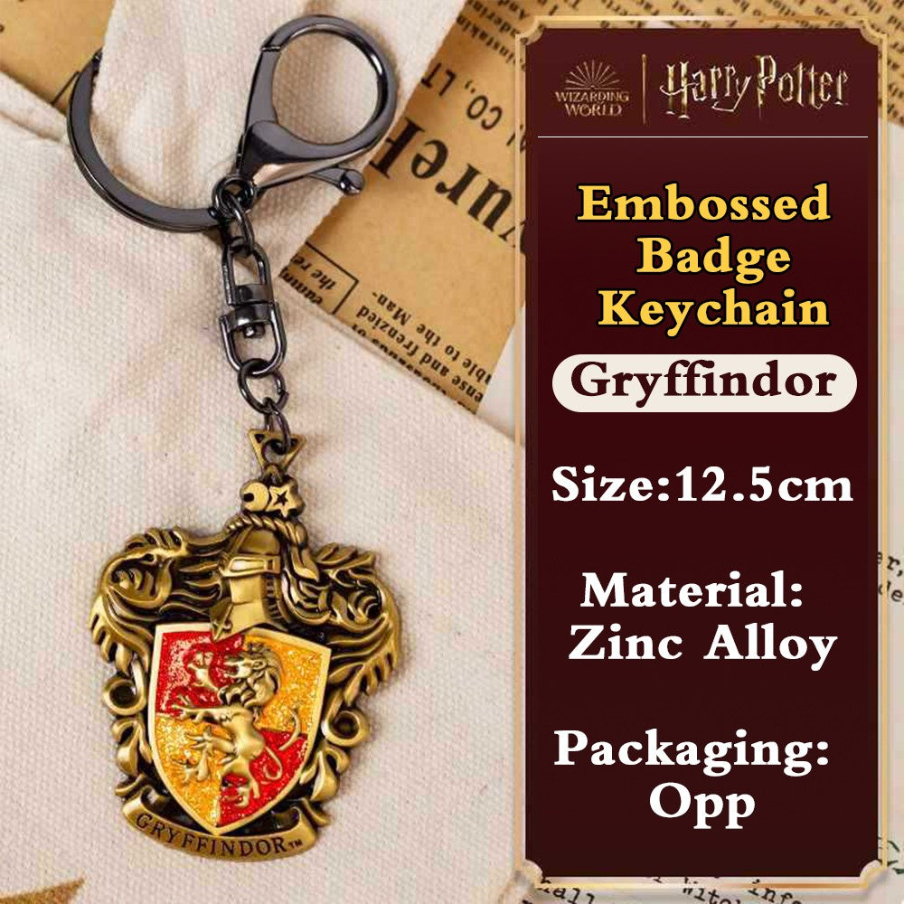 Chaveiros Em Metal Com Emblema Em Relevo Autênticos Harry Potter Adereços De Cosplay Filmes Televisão Periféricos Mochila Enfeites Pendurados Presentes