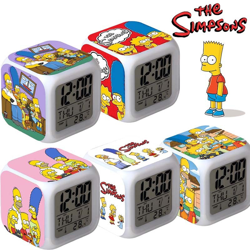 Simpsons Homer Relógio Despertador Digital LCD com Calendário Termômetro Relógio Despertador Portátil Decoração de Mesa Presentes Novo