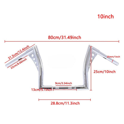 Guidões de motocicleta Glide de 10/12/14/16 polegadas para Harley 883 883n 883XL 1200 Hardman Soft Tail HONDA Iron Horse