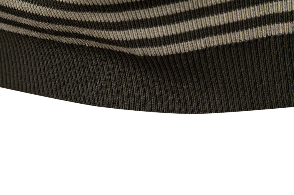 ?AIOPESON 2025 Men's Contrast Striped Polo Shirt - Lightweight V-Neck Knit Top with Breathable Textured Panels