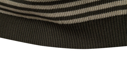 ?AIOPESON 2025 Men's Contrast Striped Polo Shirt - Lightweight V-Neck Knit Top with Breathable Textured Panels