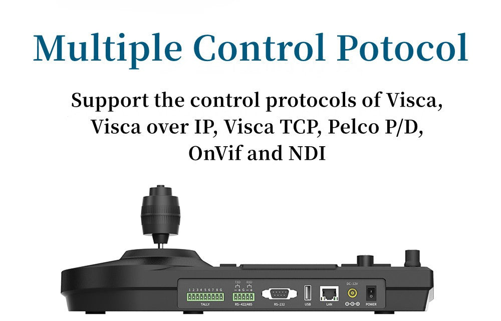 NDI 4D Joystick Keyboard 3-inch Color Screen Network Visca Pelco-D/P Protocol Rocker Console POE Camera Control Keyboard