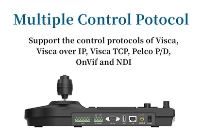 NDI 4D Joystick Keyboard 3-inch Color Screen Network Visca Pelco-D/P Protocol Rocker Console POE Camera Control Keyboard