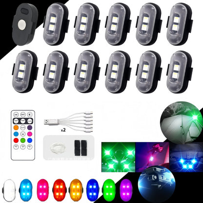 Wireless Remote LED Strobe Light 8 Colors USB Rechargeable Car Motorcycle Bike Aircraft Warning Anti-collision Flashing Lamp