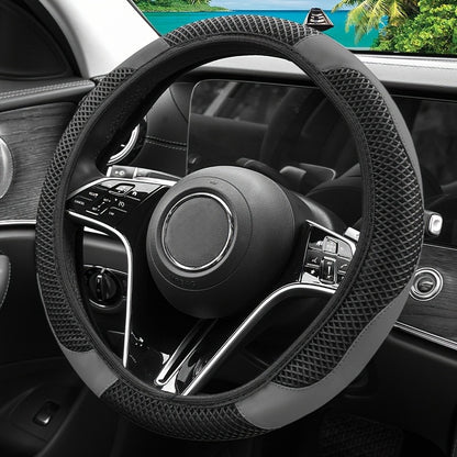 Capa de Volante de Malha de Seda Gelada Sem Anel Interno - Elegante, Respirável e Antiderrapante, Protetor de Volante de Carro 38cm Adequado para Carros