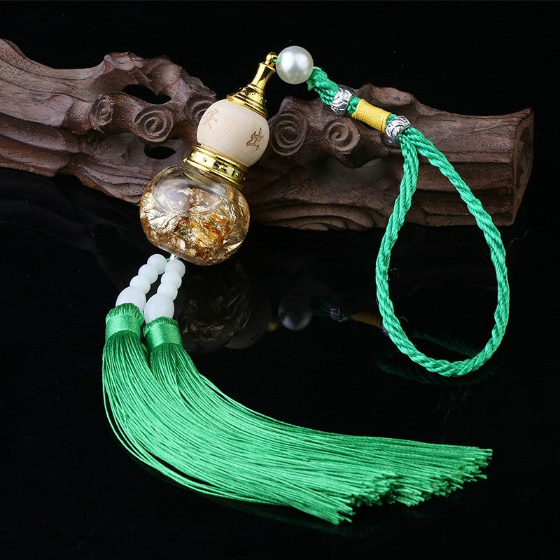 Car Glass Bottle Gourd Pendant Gold Foil Bottom Double Spike Gourd Pendant Car Interior Accessories Car Pendant Pendant