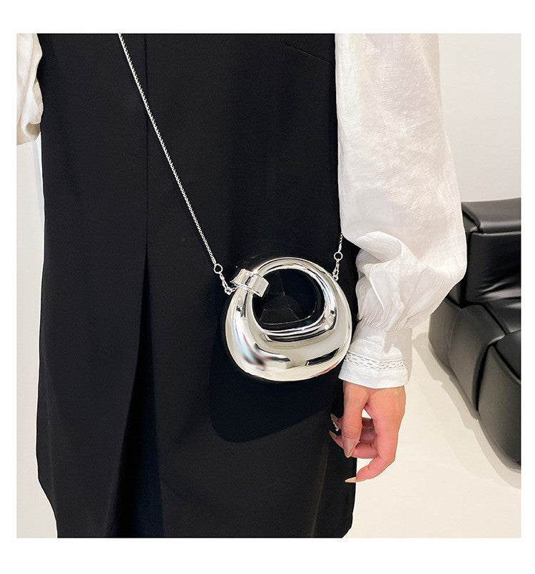 Fashion Crescent Mini Acrylic Chain Evening Bag for Women, Shoulder and Crossbody Bag