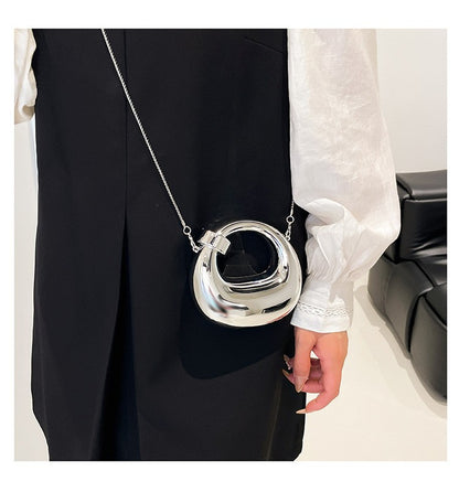 Fashion Crescent Mini Acrylic Chain Evening Bag for Women, Shoulder and Crossbody Bag