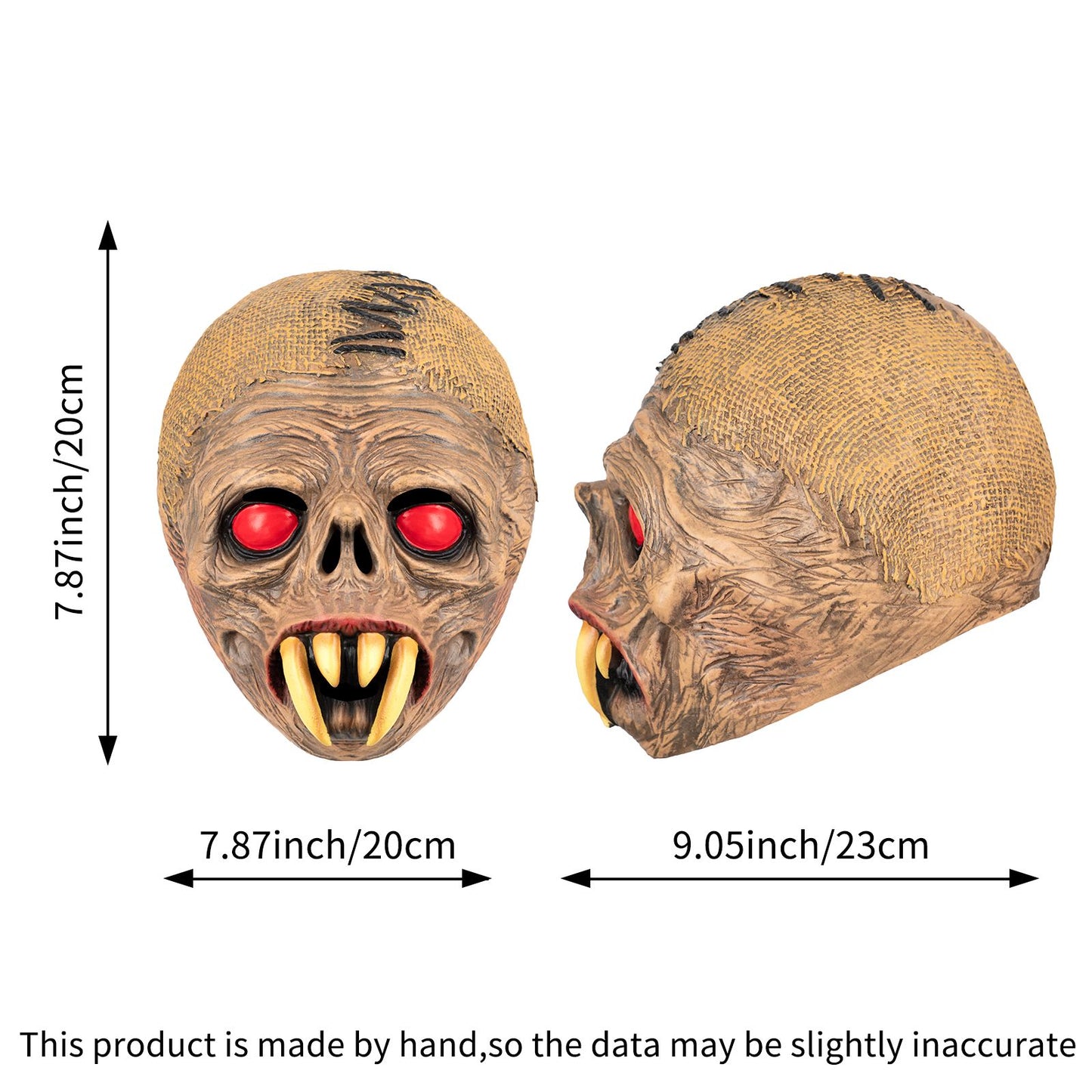 1Pc Scary Zombie Monster Latex Full Face Mask Red Eyes Yellow Fangs Unisex Halloween Cosplay Prop