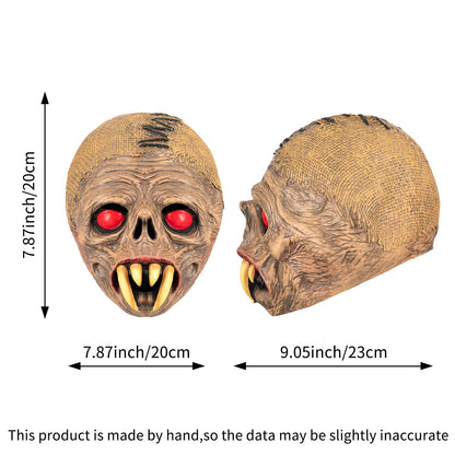 1Pc Scary Zombie Monster Latex Full Face Mask Red Eyes Yellow Fangs Unisex Halloween Cosplay Prop