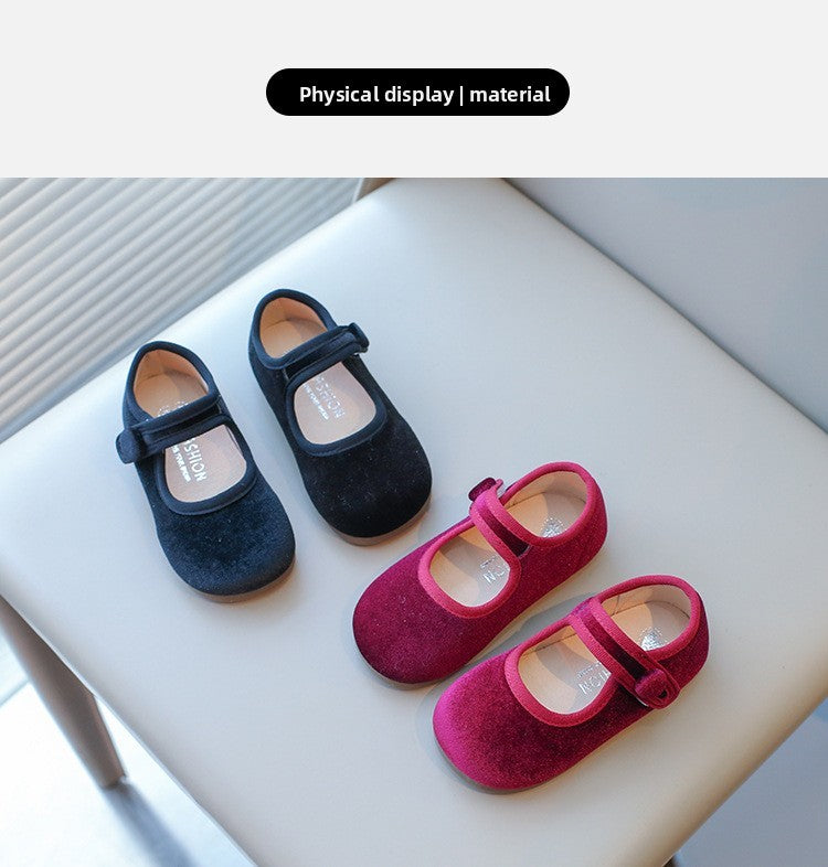 2025 Princess Flat Shoes for Baby Girls Kids Autumn Vintage Soft-sole Flatties with Low-cut Uppers Children Flats