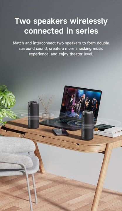Zealot-S49PRO Portable Bluetooth Speaker 20W IPX6 Waterproof Powerful Sound Box Bass Boost Dual Pairing True Wireless Speaker
