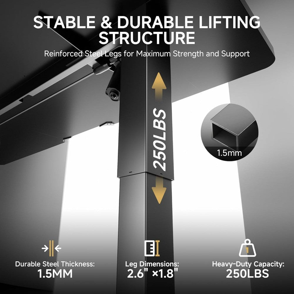 Electric Standing Desk, 55 x 24 Inches Sit Stand up Desk with Memory Preset Controller, Height Adjustable Ergonomic Home Office