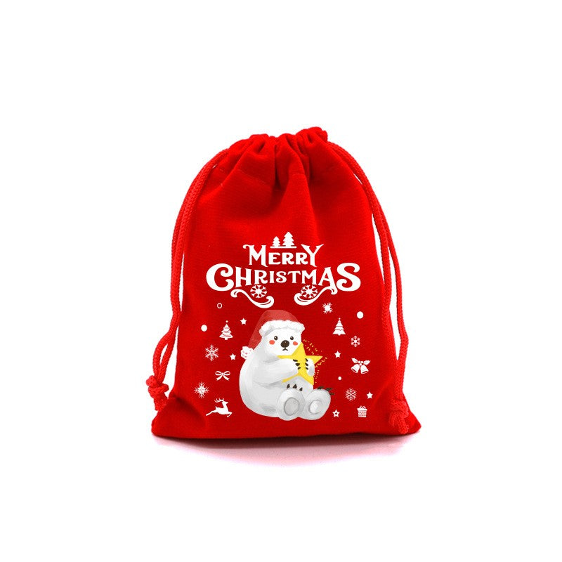 10pcs 15cm×20cm Christmas Red Bag Bundle Gift Bag Christmas Apple Bag Candy Biscuit Packaging Bag Wholesale