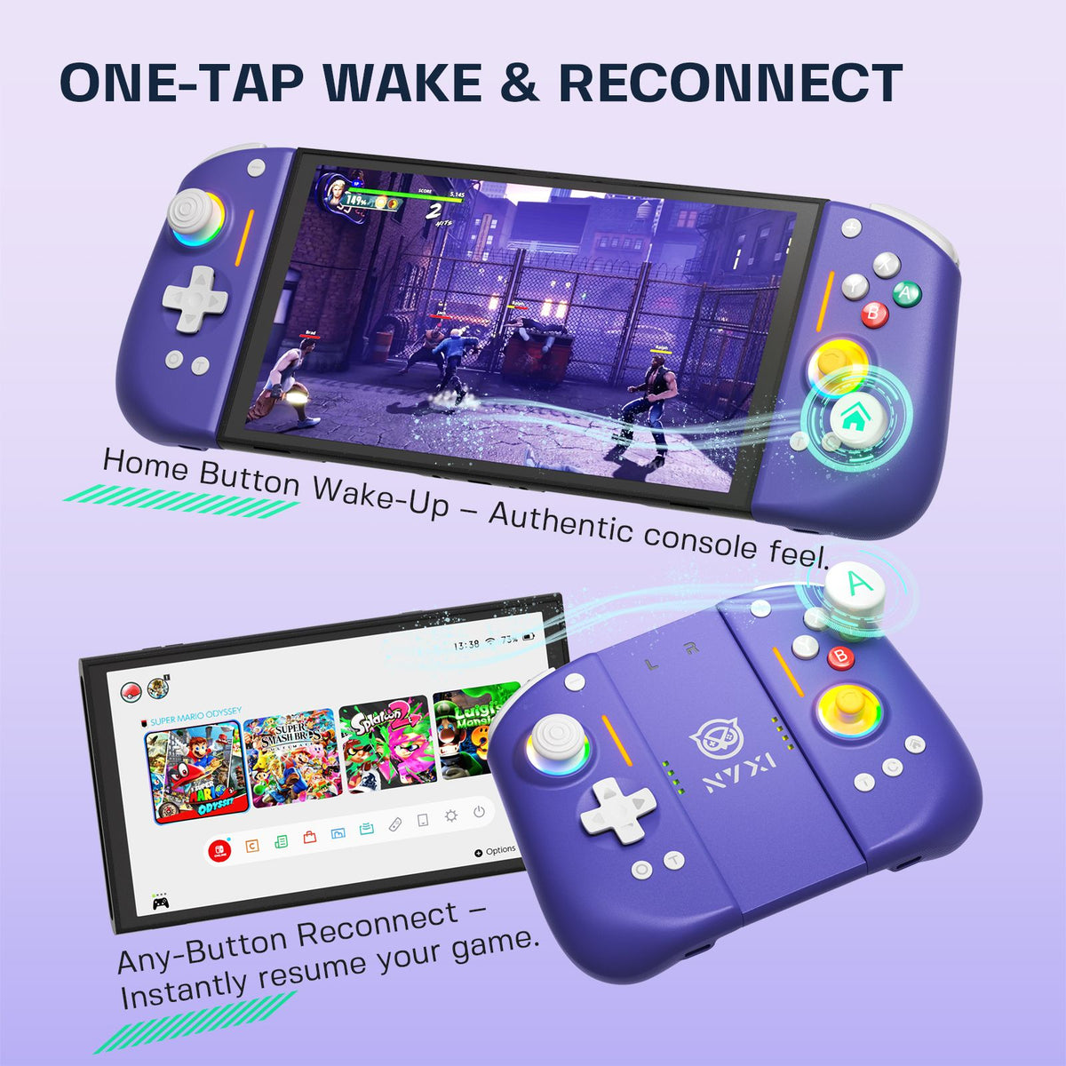 NYXI Hyperion 3 Wireless Switch 2 Joycon Gaming Purple