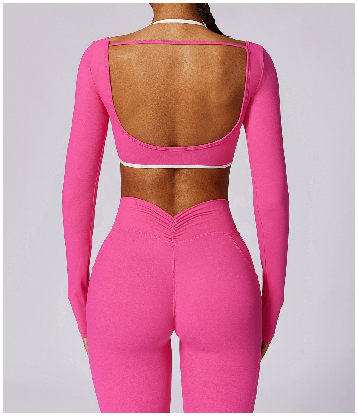 Yoga Set 2PCS Women Sportswear Push Up Workout Clothes Athletic Wear Gym Legging Fitness Bra Crop Top Long Sleeve Sports Suits