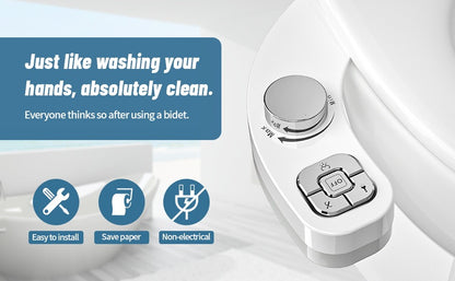 SAMODRA Button Bidet - Non-ElectricSelf  Cleaning Dual Nozzle (Frontal and Rear Wash) Fresh Water Bidet Toilet Seat Attachment