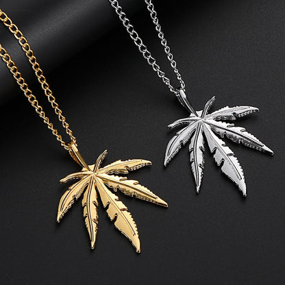 Charm Chain Men Jewelry Rock Titanium Steel Punk Vintage Maple Leaf Necklace Choker Hip Hop Leaf Pendant