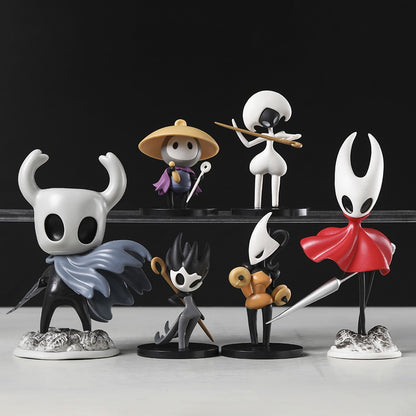 Hollow Knight Silksong The Knight Hornet Figures Estatueta Boneca Decoração de Modelo Fofo PVC Brinquedos Conjunto com 6