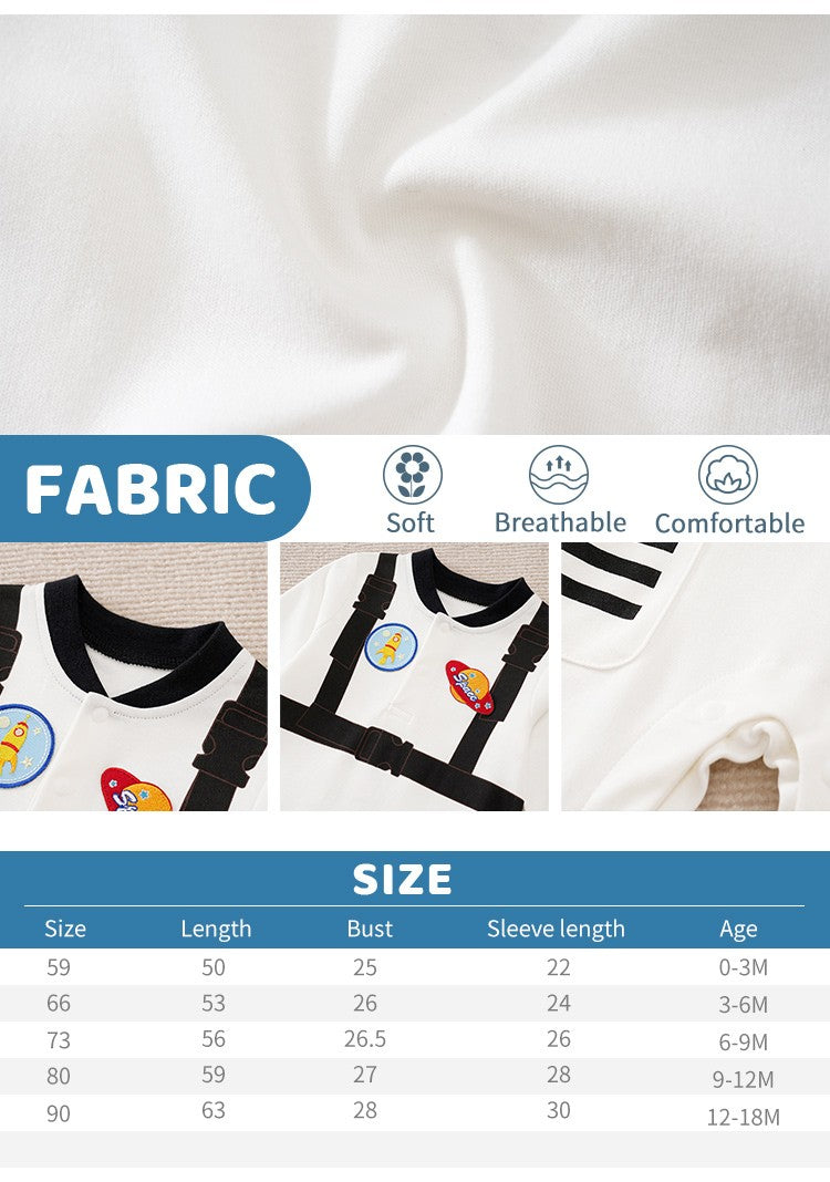 Long Sleeve Baby Newborn Toddler Spring Autumn Astronaut Boys Cartoon Printed Clothes 0-18 months Romper Cotton Baby Jumpsuit