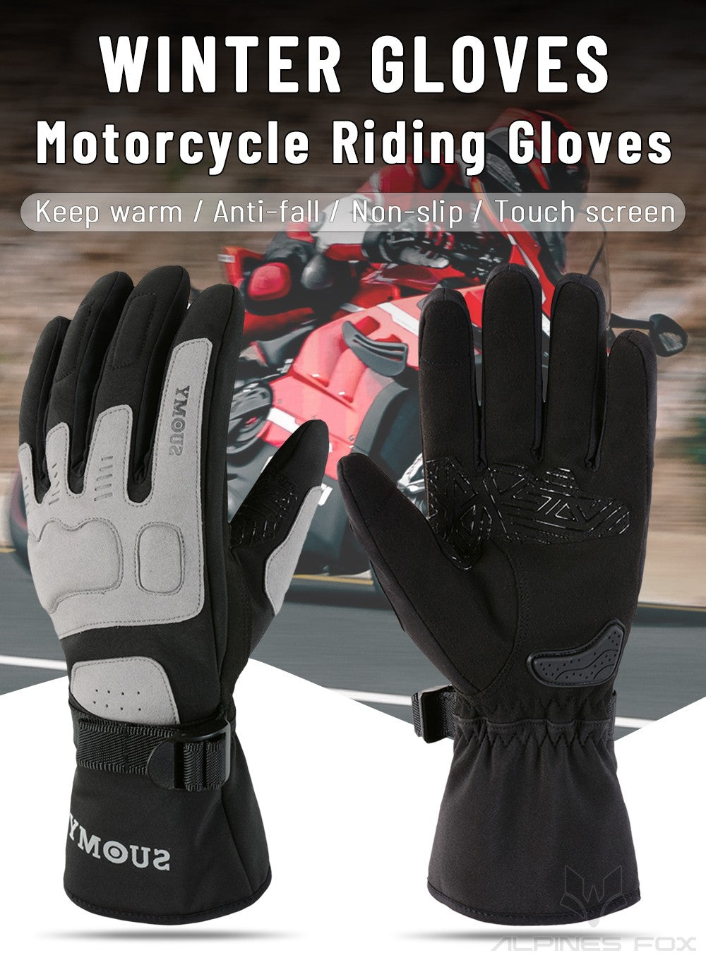 Luvas de Motocicleta Impermeáveis e Corta-Vento Guantes Moto Luvas de Pilotagem de Motocicleta Tela Sensível ao Toque Luvas de Motocross de Inverno