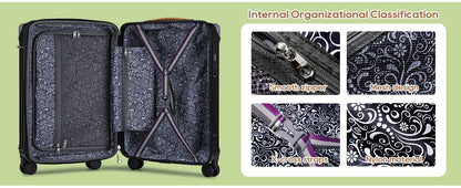 Conjunto de malas Joyway 3/5 peças pretas, malas expansíveis de 20/24 polegadas, porta-copos, trava TSA, rodas antiderrapantes, leves e duráveis