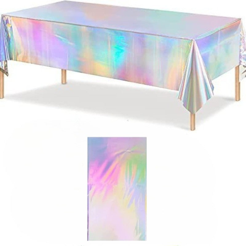 Tablecloth For Table Nappe De Table Tablecloth Birthday Iridescent Disco Party Decor Shiny Laser Holographic Disposable Covers