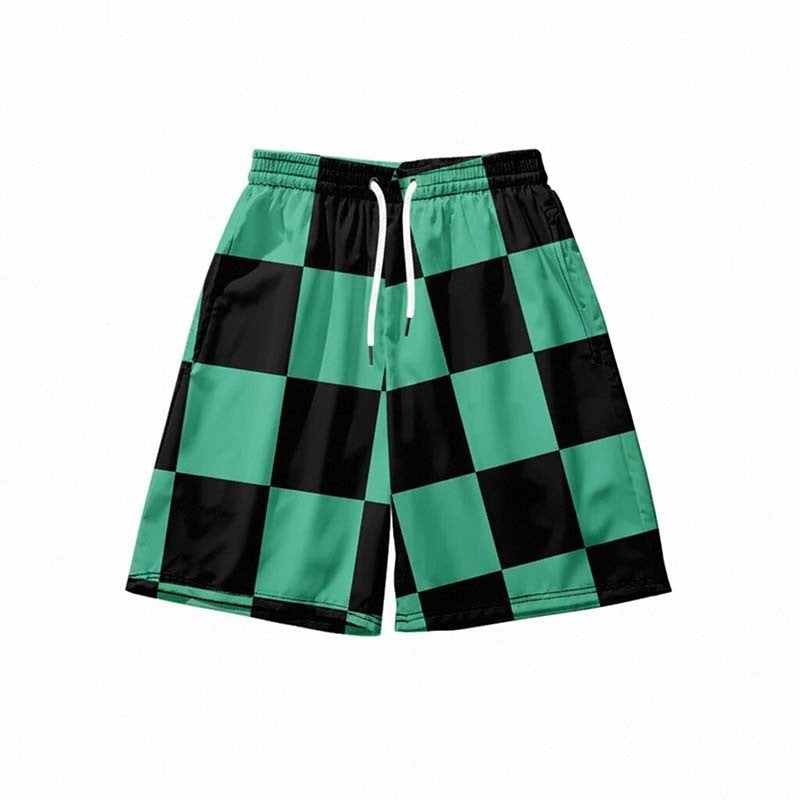 Anime Kamado Tanjirou Cosplay Shorts Tomioka Giyuu Kamado Nezuko 3D Print Beach Shorts Elastic Waist Outfits for Men