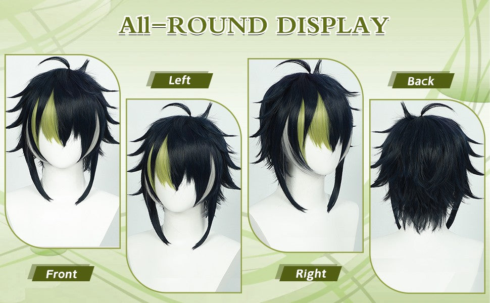 Cosplay Wig Nijisanji Virtual VTuber Anime Wig Inami Rai Black Anime Game Role-Play Wig Short Synthetic Wig with Bangs