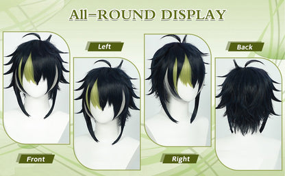 Cosplay Wig Nijisanji Virtual VTuber Anime Wig Inami Rai Black Anime Game Role-Play Wig Short Synthetic Wig with Bangs